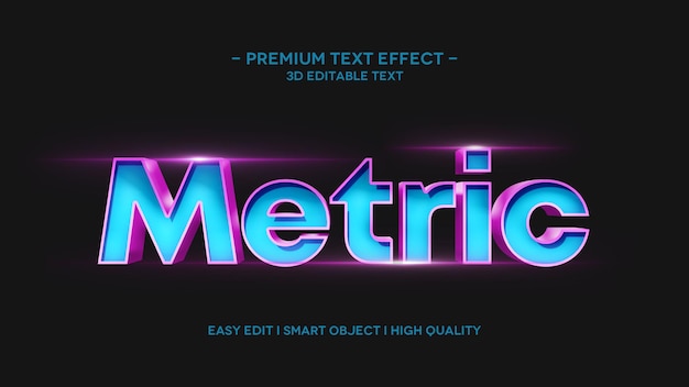 Metrische 3d-textstil-effektvorlage