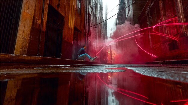La metrópolis del arco iris al anochecer Las luces de la ciudad en todo el espectro Escapada urbana colorida