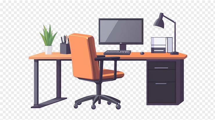 PSD meubles de bureau contemporains isolés sur un fond transparent