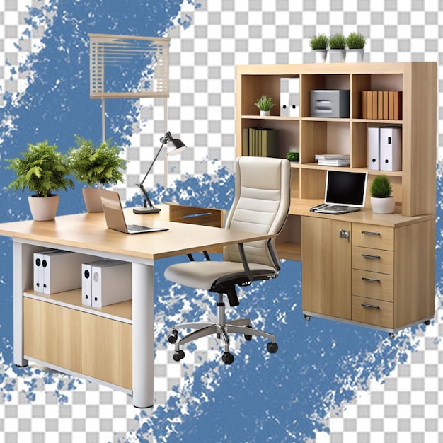 Meubles de bureau isolés sur blanc