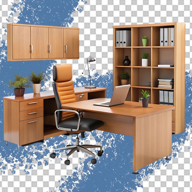 Meubles de bureau isolés sur blanc