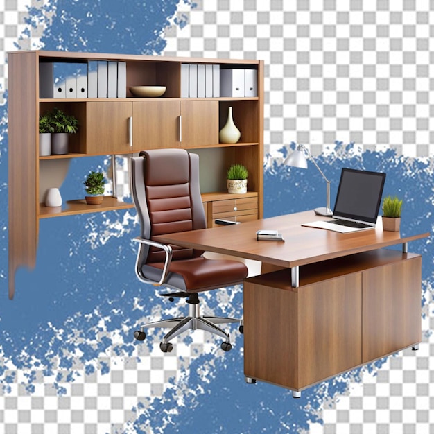 Meubles de bureau isolés sur blanc