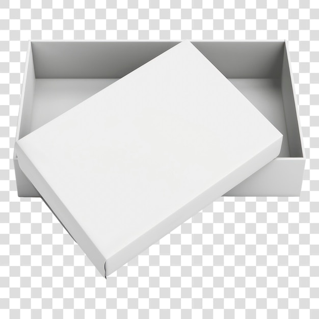 Meubles minimalistes blancs dans une boîte à cartes ouverte