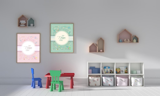 PSD meubles pour enfants avec maquette de jouet et de cadre
