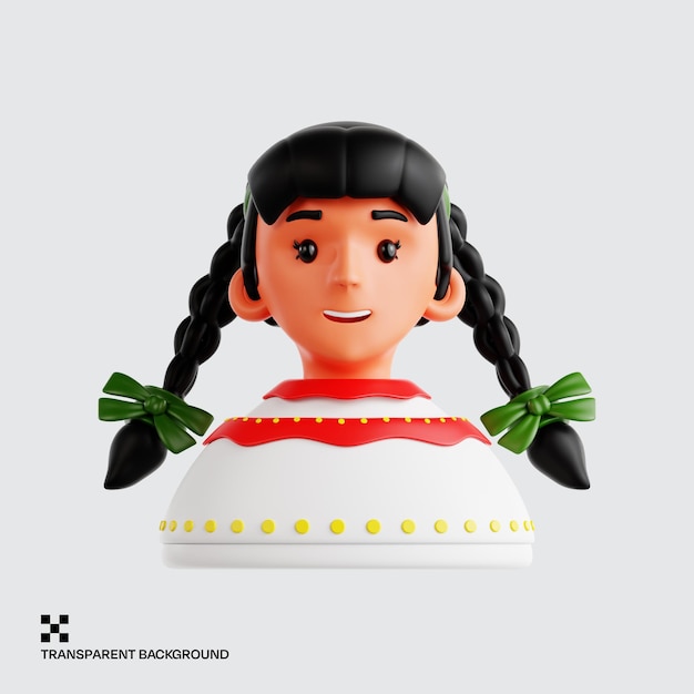 Mexicana com tranças e fitas verdes