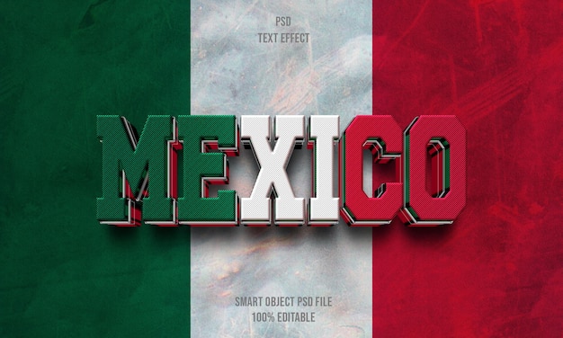 México 3d Efecto de texto editable