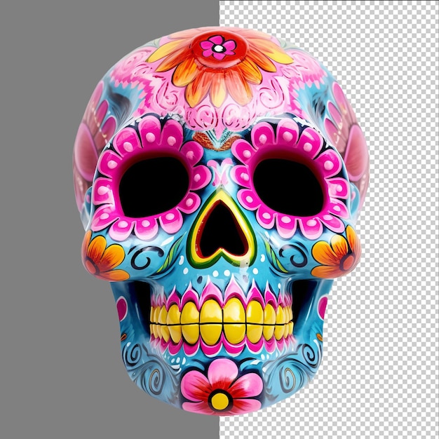 PSD mexiko geschmückt rosa schädel dia de los muertos schädel isoliert auf transparentem hintergrund png psd