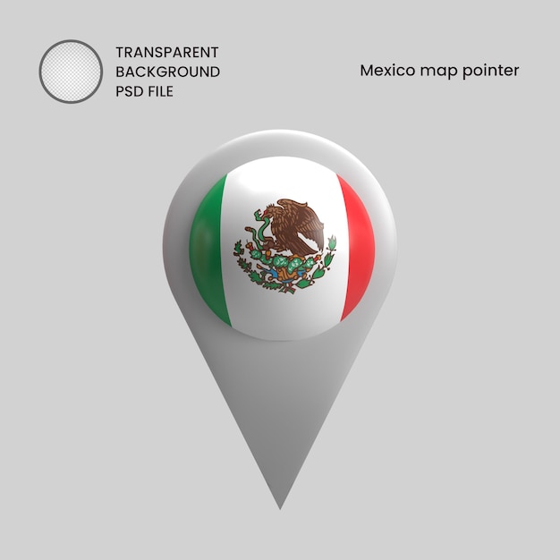 Mexiko kartenzeiger 3d-symbol