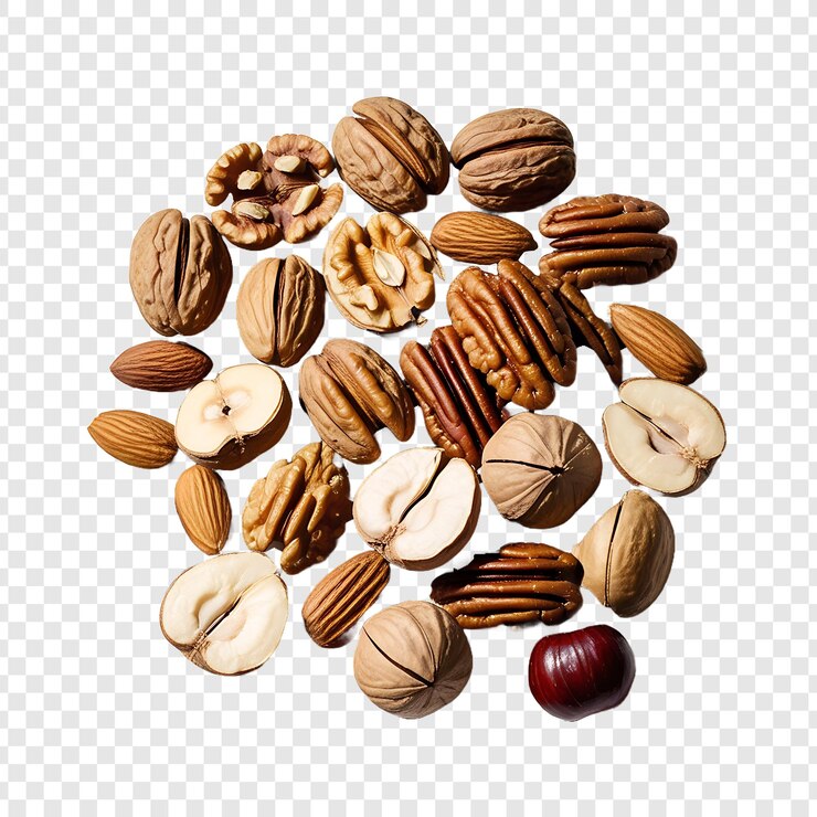 PSD una mezcla de nueces, incluidas almendras, almendras y almendras