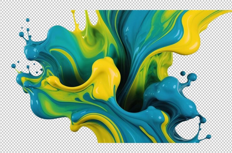 PSD mezcla de tinta líquida abstracta amarilla verde azul