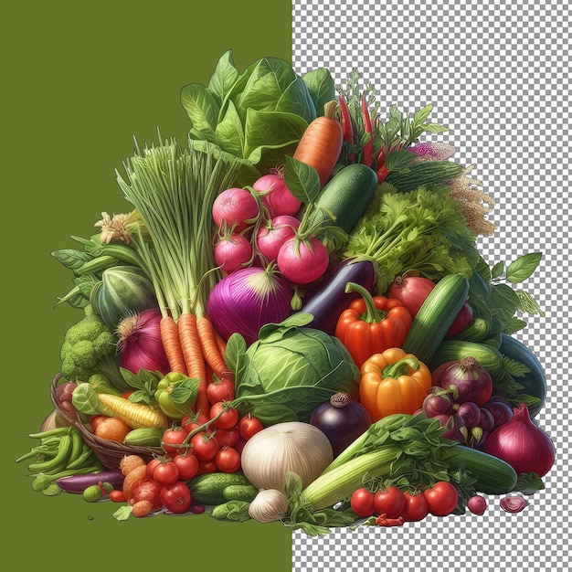 PSD mezcla de verduras crudas png