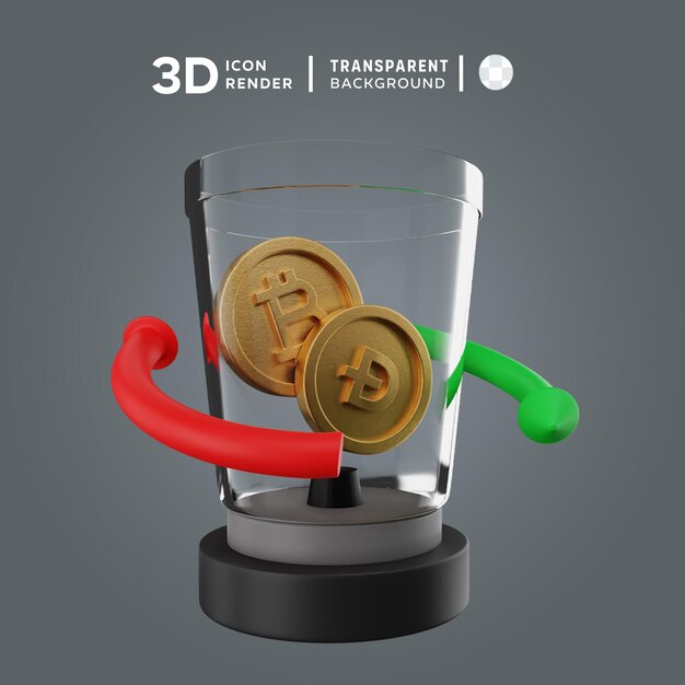 PSD mezclador bitcoin y dogecoin representación de ilustración en 3d