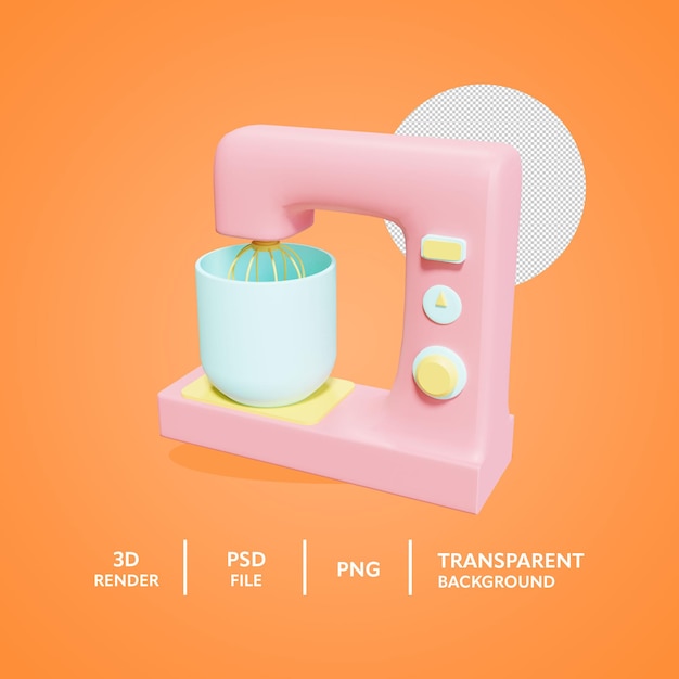 PSD mezclador de pasteles 3d render icono