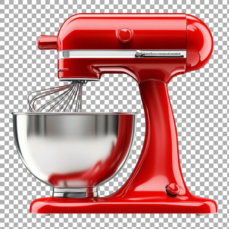 PSD mezclador rojo png con un cuenco contra un fondo transparente