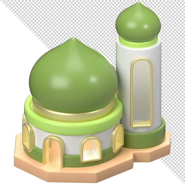 mezquita 3d para ramadán y eid ilustración de icono
