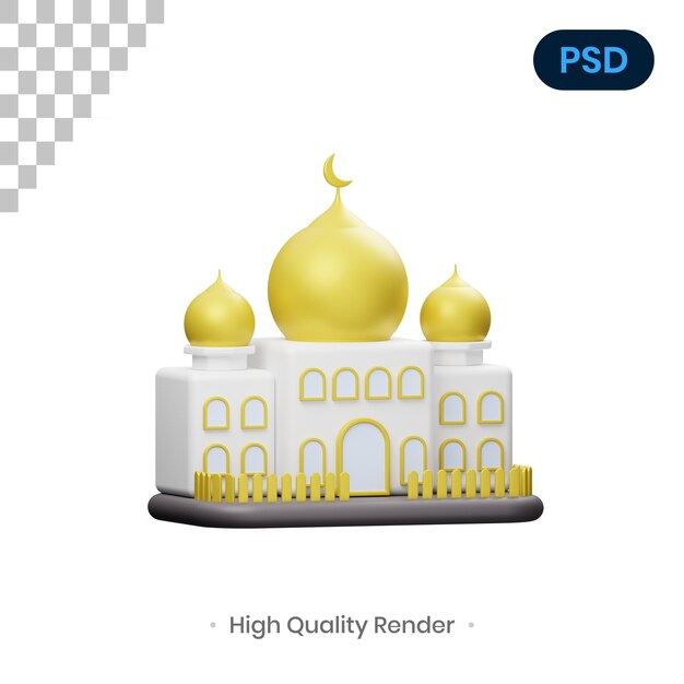 Mezquita 3D Render Ilustración Premium Psd