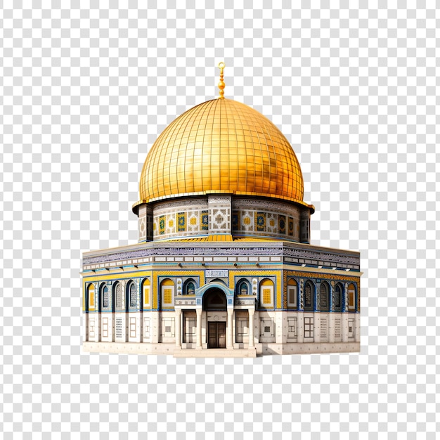 Mezquita al aqsa con cúpula dorada en un fondo transparente