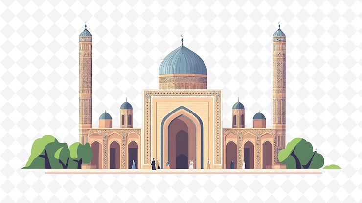 PSD una mezquita con una cúpula azul y minaretes