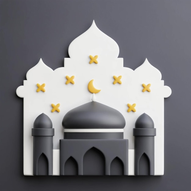 una mezquita con un diseño en la parte superior