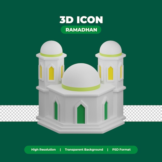 Mezquita de icono de elemento islámico de ramadán 3d