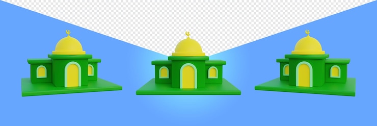 PSD mezquita de icono de ramadán de ilustración de renderizado 3d