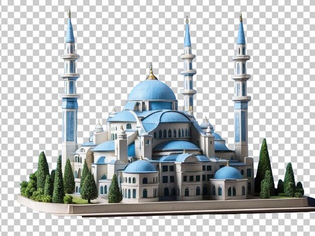 Mezquita en miniatura y decoración ornamentada