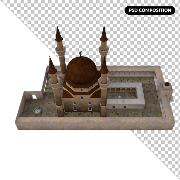 Mezquita oración musulmán aislado 3d render