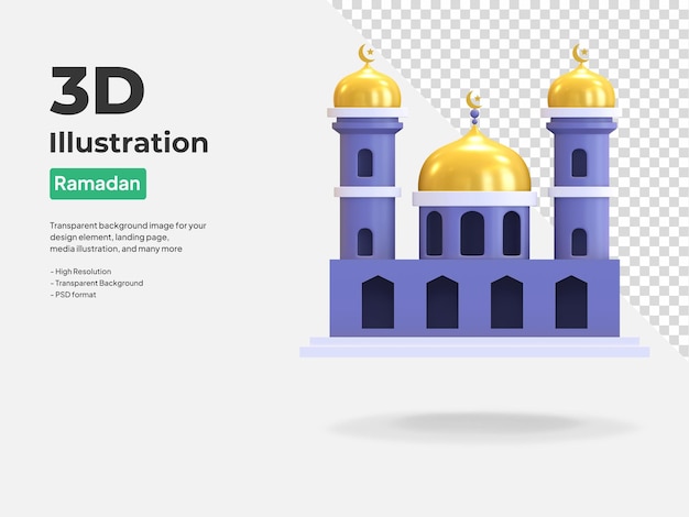 mezquita ramadán icono 3d render ilustración