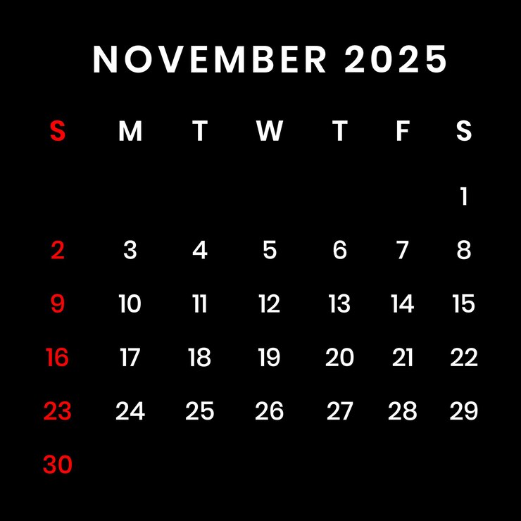 PSD mhdhh 2025 calendrier à fond noir