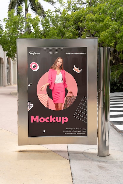 PSD miami shopping werbung display mockup