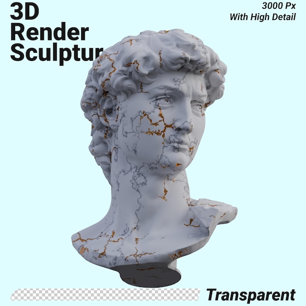 Michelangelos David Statue 3D rendert isoliert perfekt für Ihr Design
