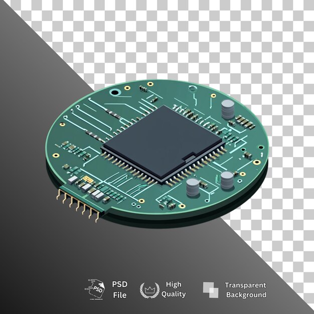 Microchip aislado sobre un fondo transparente