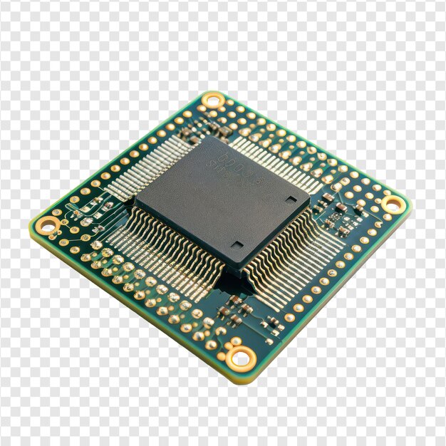 Los microchips de la CPU de la computadora se aíslan en el fondo de transparencia PSD
