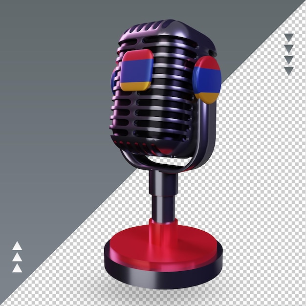PSD micrófono 3d bandera de armenia renderizado vista derecha