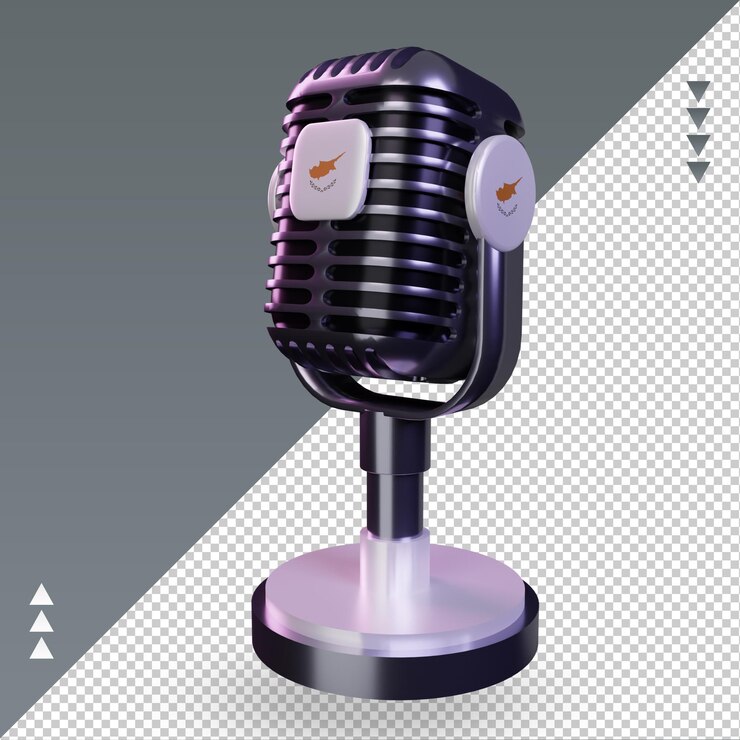 PSD micrófono 3d bandera de chipre renderizado vista derecha