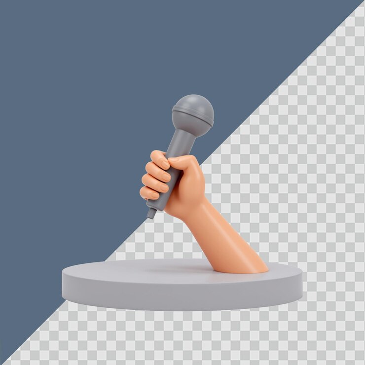 PSD micrófono 3d moderno sobre un fondo transparente