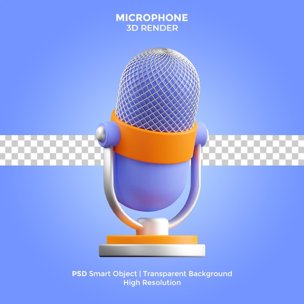 Microfono 3D Render illustrazione isolato PSD premium