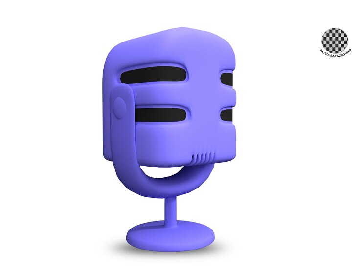 Micrófono 3d render radio o entretenimiento musical Equipo de audio para transmisiones y entrevistas