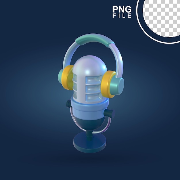 PSD micrófono y auriculares para podcasts 3d