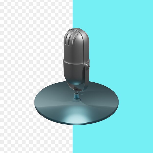 Un micrófono azul y blanco con un fondo azul.
