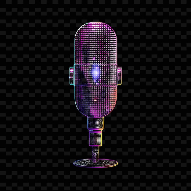 PSD un micrófono colorido con un fondo púrpura y un fondo negro