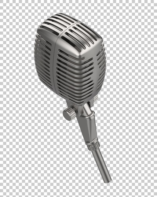 Micrófono de concierto vintage en fondo transparente ilustración de renderización en 3D