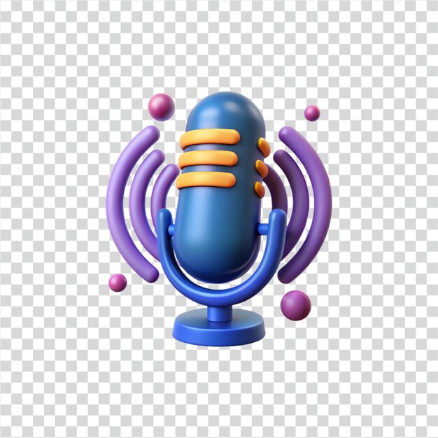 Micrófono de dibujos animados en 3D Podcast de radio transmisión de audio transmisión de grabación de música comunicación de voz