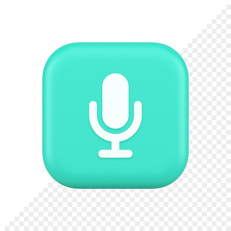 PSD micrófono grabación de sonido de voz botón de transmisión aplicación web comunicación multimedia icono 3d