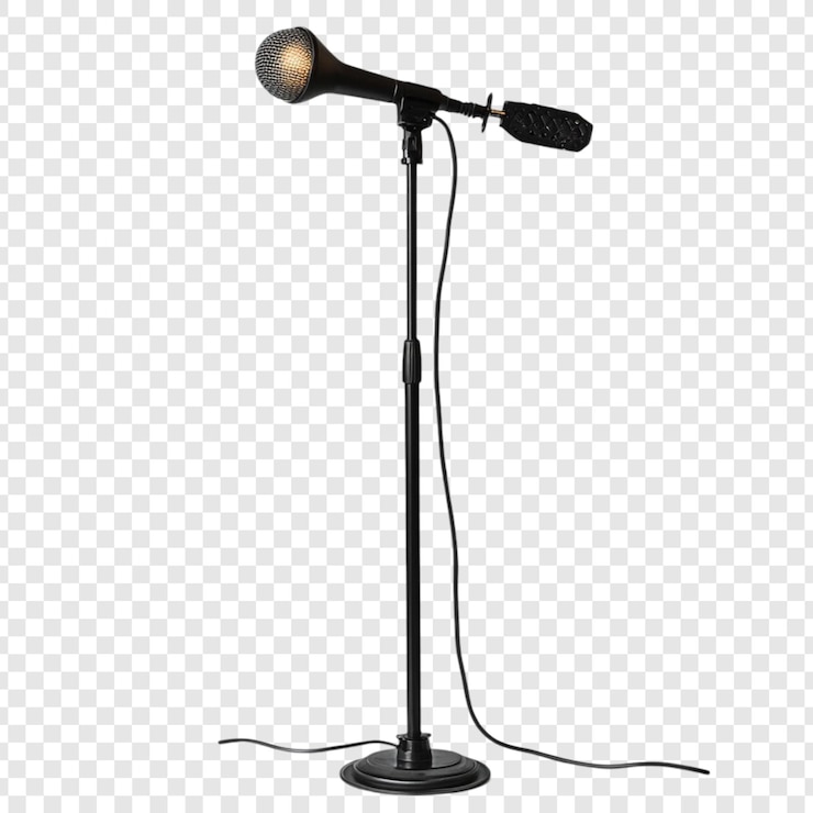 PSD micrófono negro en un soporte una herramienta de canto clásica para vocalistas e intérpretes equipo de estudio de grabación de música