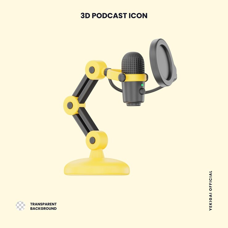 PSD micrófono podcast 3d podcast ilustración para la infografía de la aplicación web uiux, etc.