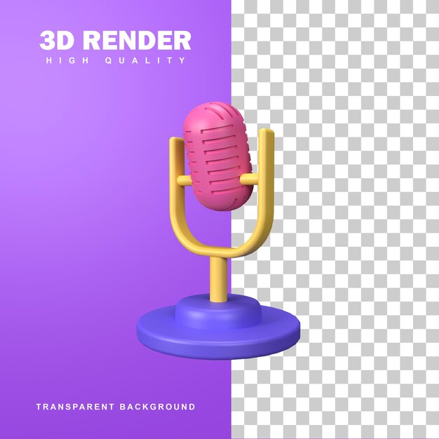 PSD micrófono de renderizado 3d en pata corta.