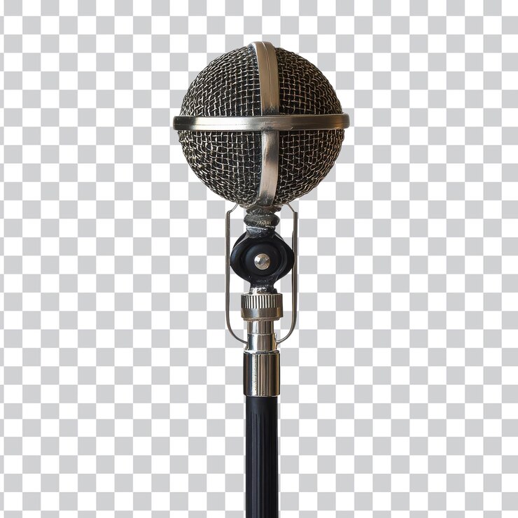 PSD micrófono retro vintage para grabación de música clásica en un fondo transparente