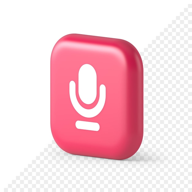 Micrófono sonido botón de grabación en vivo diseño de aplicación web radio transmisión de música icono isométrico 3d