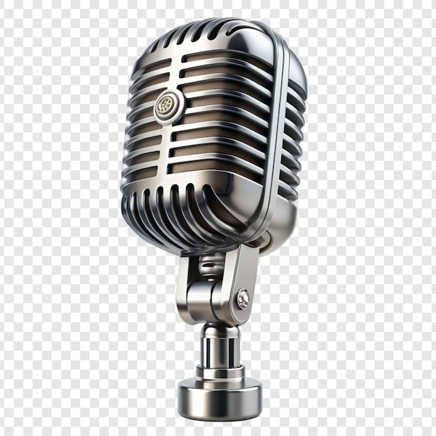 Micrófono vocal dinámico clásico aislado sobre un fondo transparente